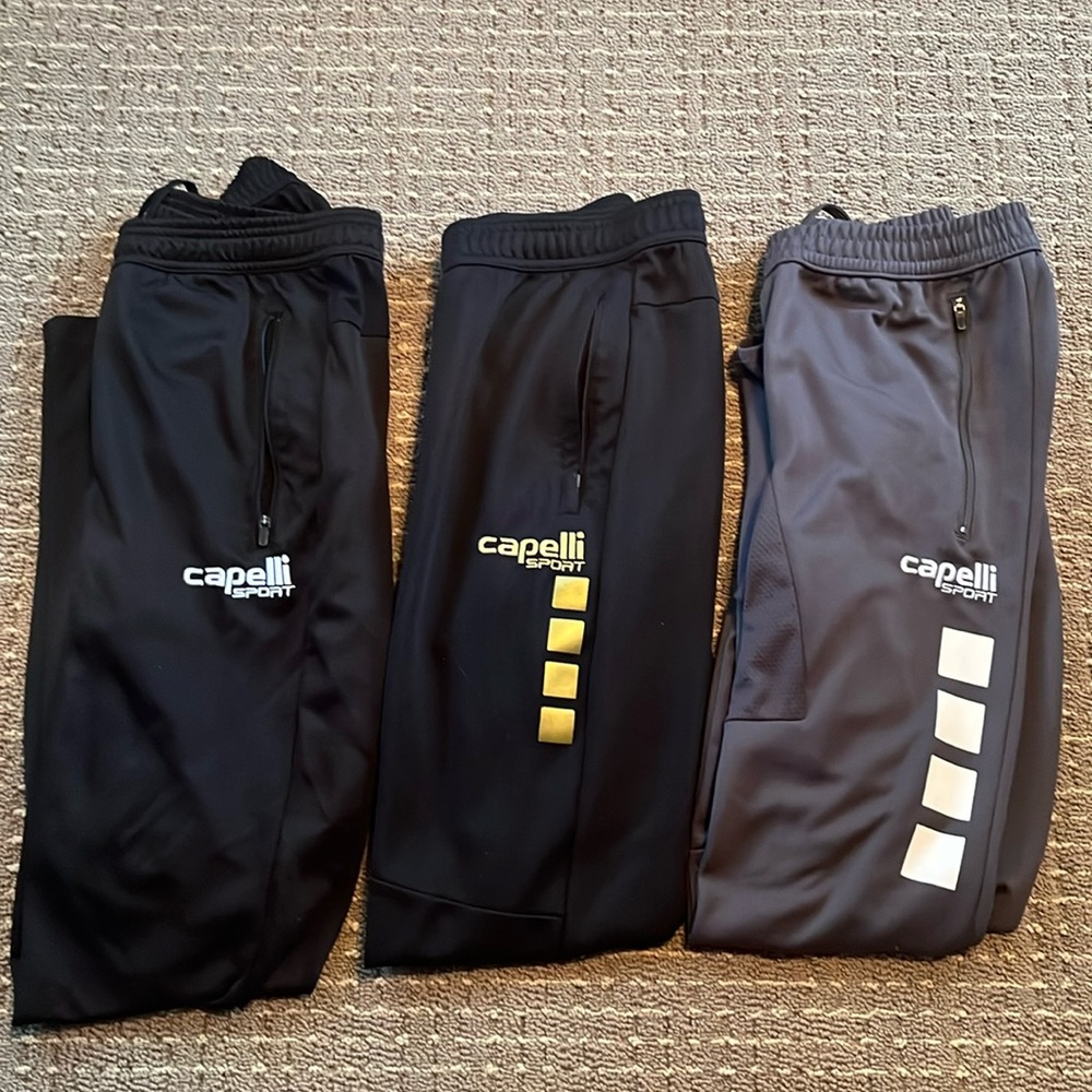 Bundle of 3 Capelli Sport Joggers, White/Black, Gold/Black, Gray Men’s